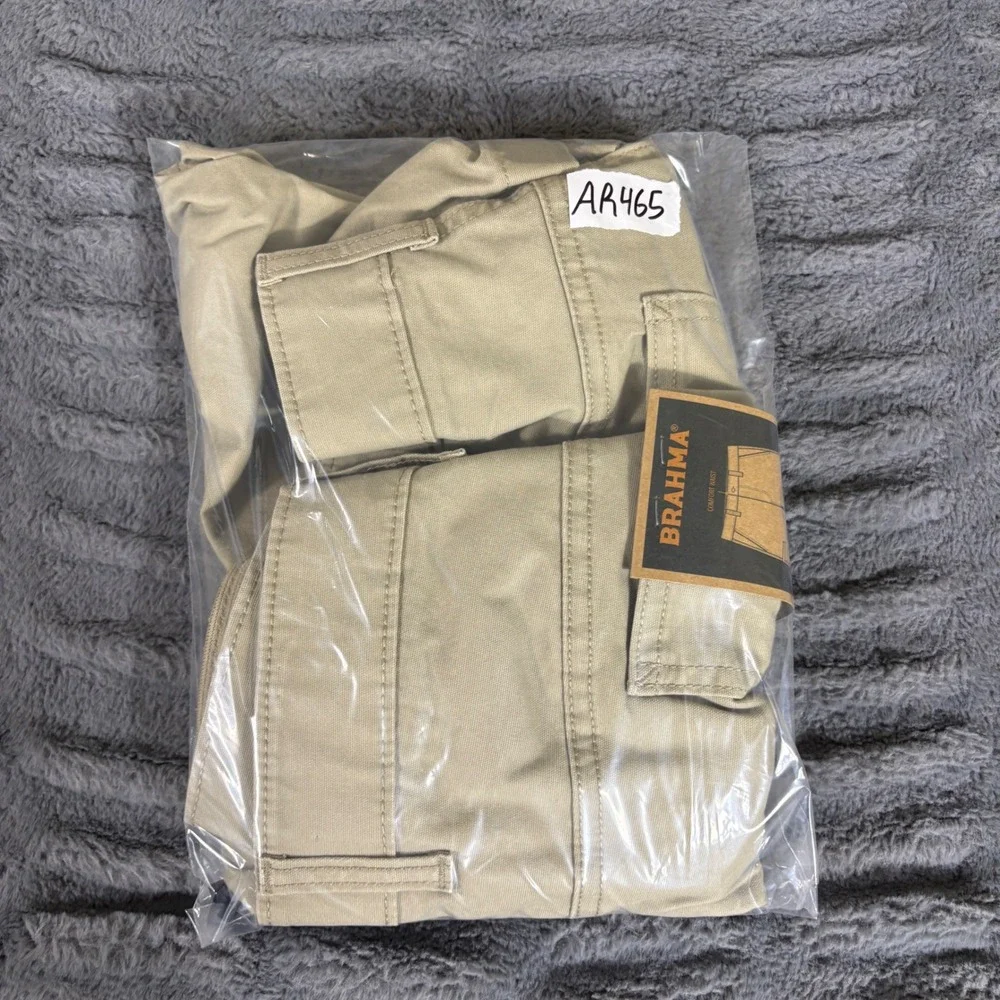 Brahma Men Utility Work Shorts 44 Stone Wash Tan Stretch 9 Inseam BR16100150199B